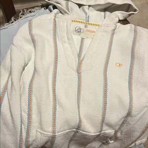 OP S beach hippy cotton boho Striped Hoodie Ocean Pacific top resort vacation